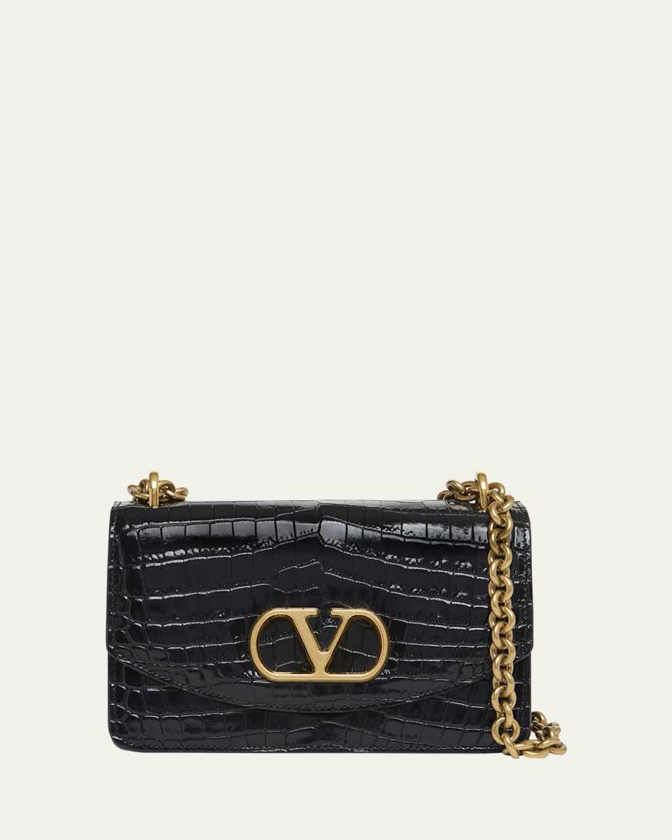 Vain Small VLOGO Crocodile Shoulder Bag